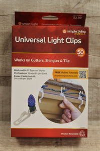 Universal Christmas Light Clips - 50 Clips - Works on Gutters, Shingles, & Tile