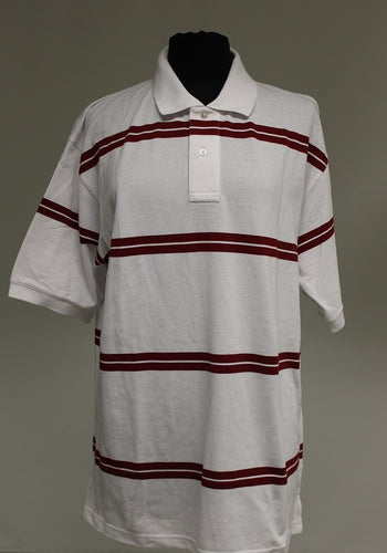 Proline Men's Sportswear Polo T-Shirt, Large, White with Maroon, NEW!