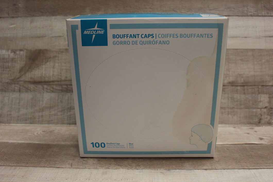 Medline Bouffant Caps - Qty: 100 - Blue - Size: L - 24