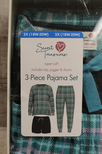 Secret Treasures His 3-Piece Pajama Set - 2XL -Green -New