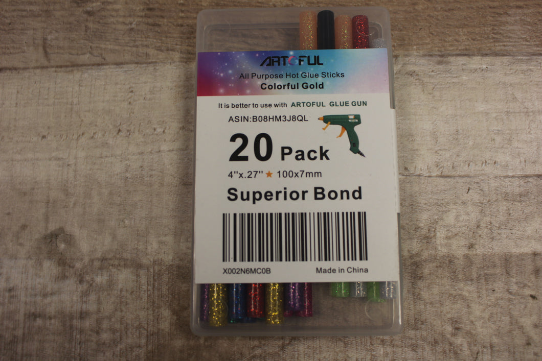 Artful 20-Pack of Glitter Hot Glue Sticks -Glitter -New