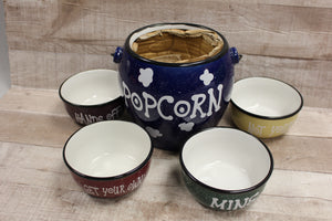 5-Piece Ceramic Popcorn Bucket For Family Movie Night -New