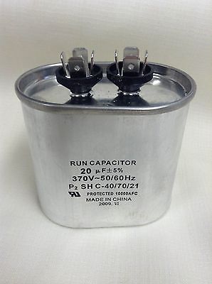 Supco Oval Run Capacitor, CR20X370, 20 MFD x 370 V Single Oval, New