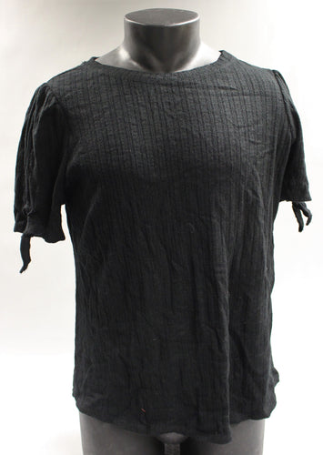 Ava & Viv Women's Plus Size Short Sleeve Pointelle Tie Top - Black - Size (X) - New