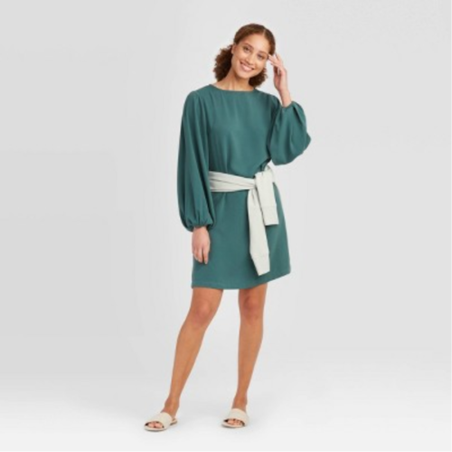 A New Day Women's Long Sleeve Mini Dress - Dark Teal - Medium - New