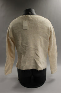 Women's Crew Neck Tie-Hem Pullover Sweater A New Day Cream Medium